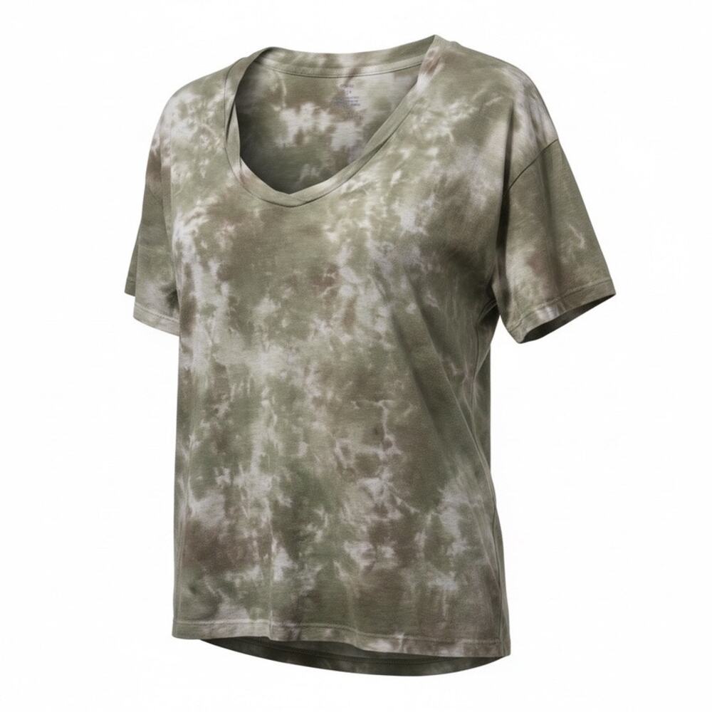 Aerie Womenās Medium Tie Dye Twisted Neckline Top Olive Green